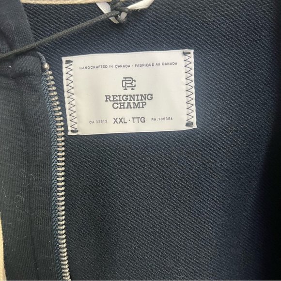 NWT Reigning Champ Midweight Terry Full Zip Hoodie - Navy XXL - Picture 9 of 12